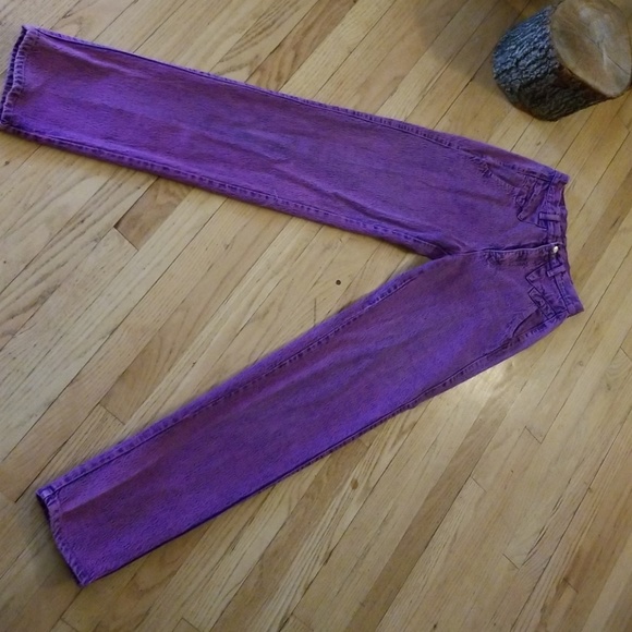 80s VINTAGE PINK/PURPLE STONEWASHED HIGH WAIST - Picture 3 of 5